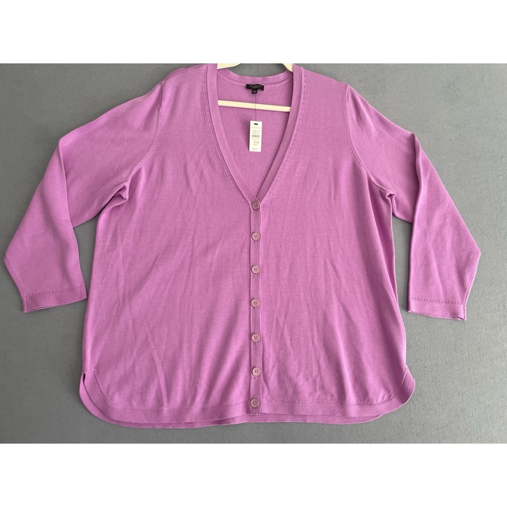 NWT Talbots Woman 2XP Petite Cardigan Sweater Button Purple Plus Spring Easter